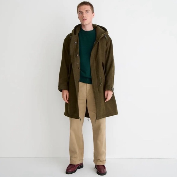 BEAMS Japan X J Crew Harris Tweed Coat Jacket Military Green Men’s Small $1198 - Picture 12 of 14